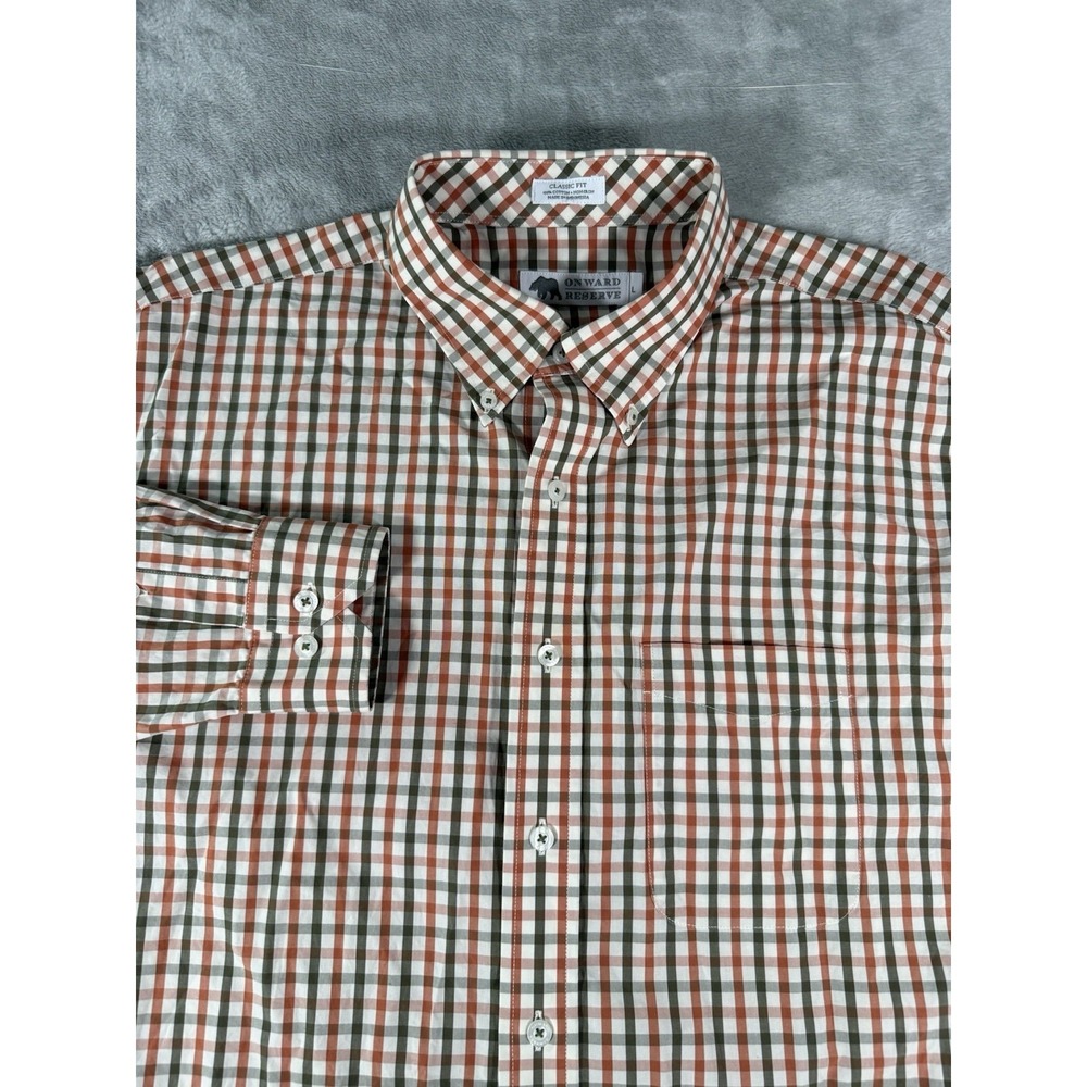 Onward Reserve Shirt Mens Large Plaid Classic Fit Long Sleeve Button Up